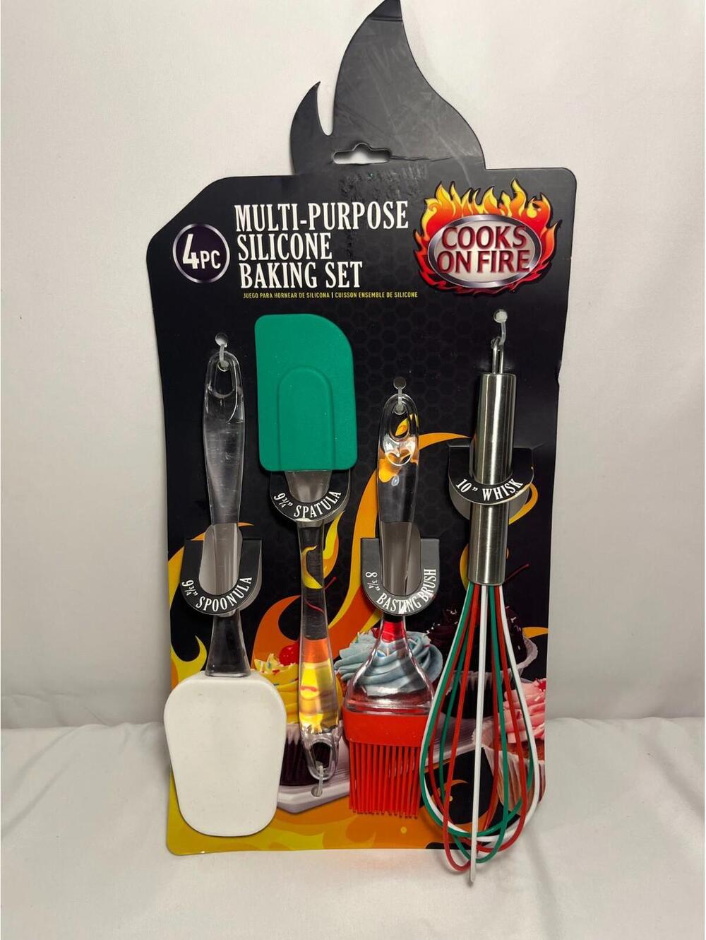Cooks On Fire 4-Piece Multi-Purpose Silicone Utensil Baking Set